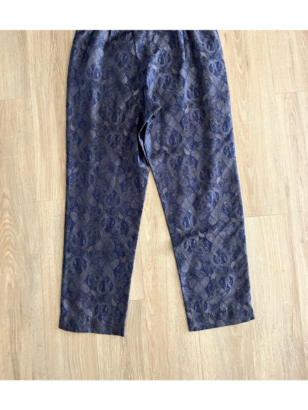 NWT Coldwater Creek Women’s Silk Pants Blue Paisley Jacquard Tapered - Size M - Picture 7 of 7